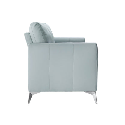 Canapé 3 places Noak en similicuir gris avec pieds chromés