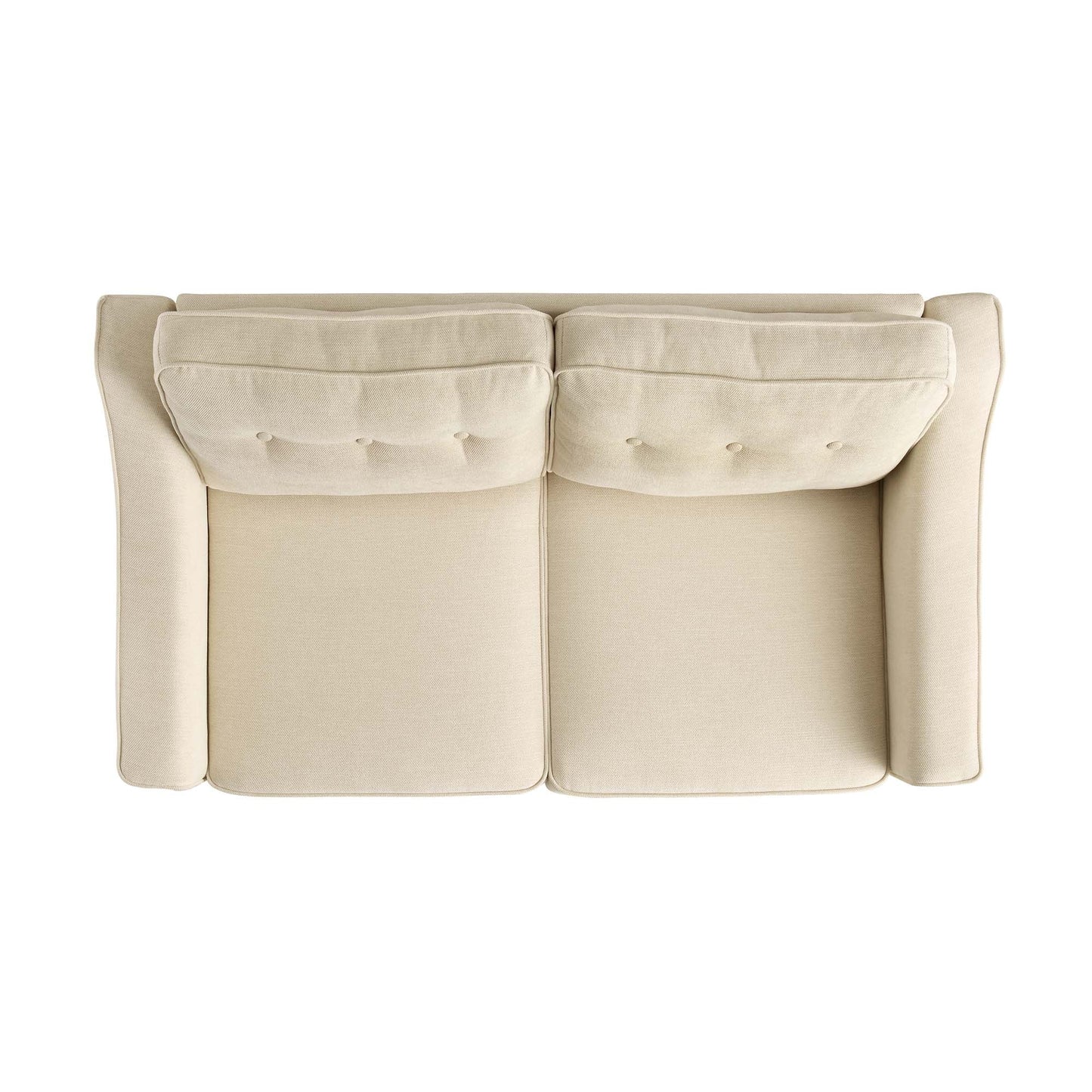 Canapé 2 places Harper en tissu tissé beige avec accoudoirs inclinés