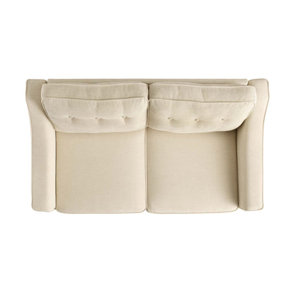 Canapé 2 places Harper en tissu tissé beige avec accoudoirs inclinés