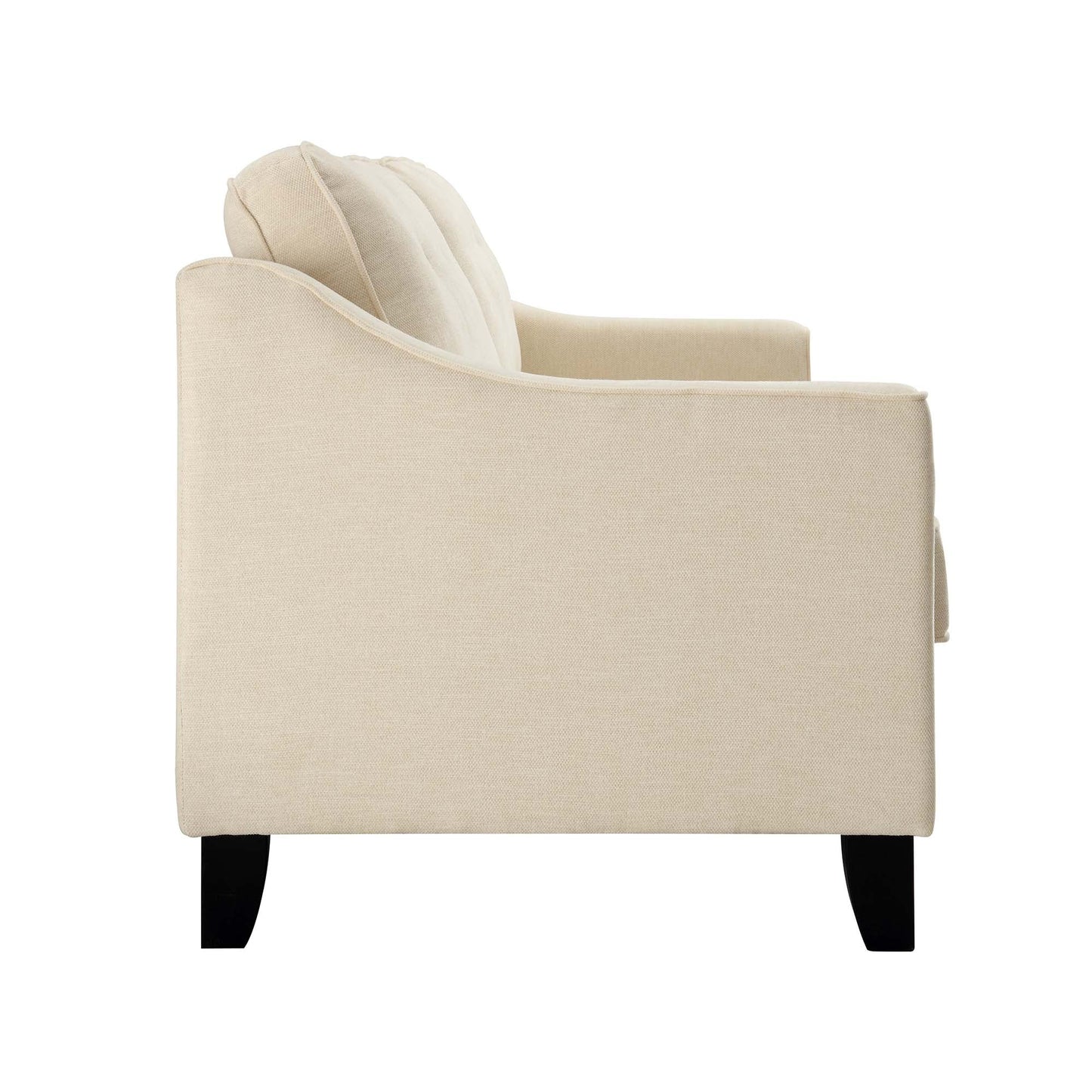 Canapé 2 places Harper en tissu tissé beige avec accoudoirs inclinés