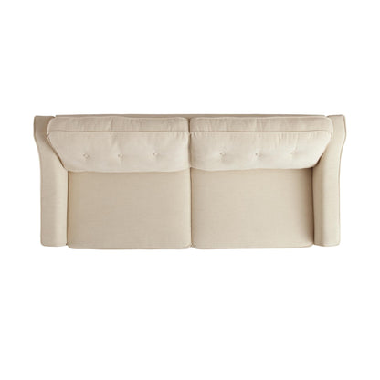 Canapé 3 places Harper en tissu tissé beige avec accoudoirs inclinés