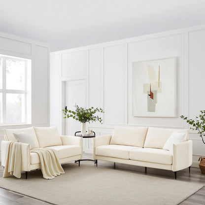 Canapé en tissu tissé beige Bari