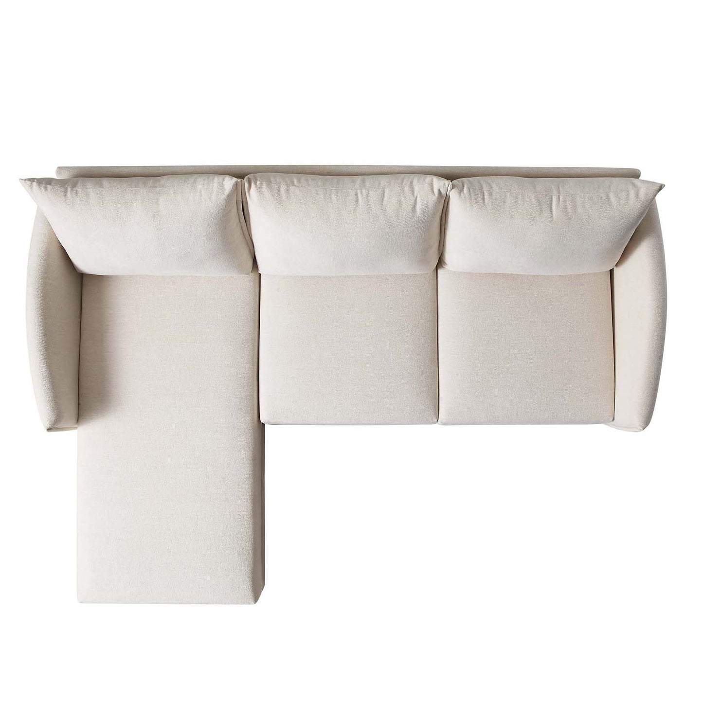 Canapé méridienne en tissu tissé beige clair Bari