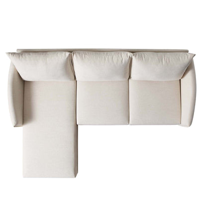 Canapé méridienne en tissu tissé beige clair Bari