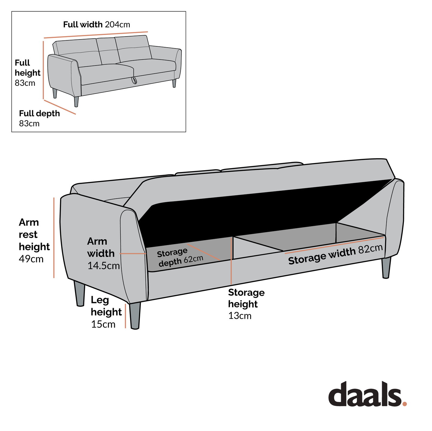 Canapé-lit 3 places avec rangement en tissu tissé beige Latimer