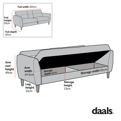 Canapé-lit 3 places avec rangement en tissu tissé beige Latimer