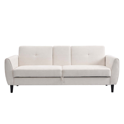 Canapé-lit 3 places avec rangement en tissu tissé beige Latimer