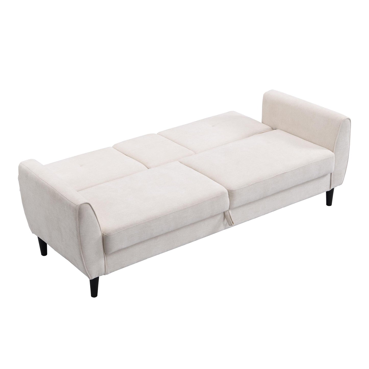 Canapé-lit 3 places avec rangement en tissu tissé beige Latimer