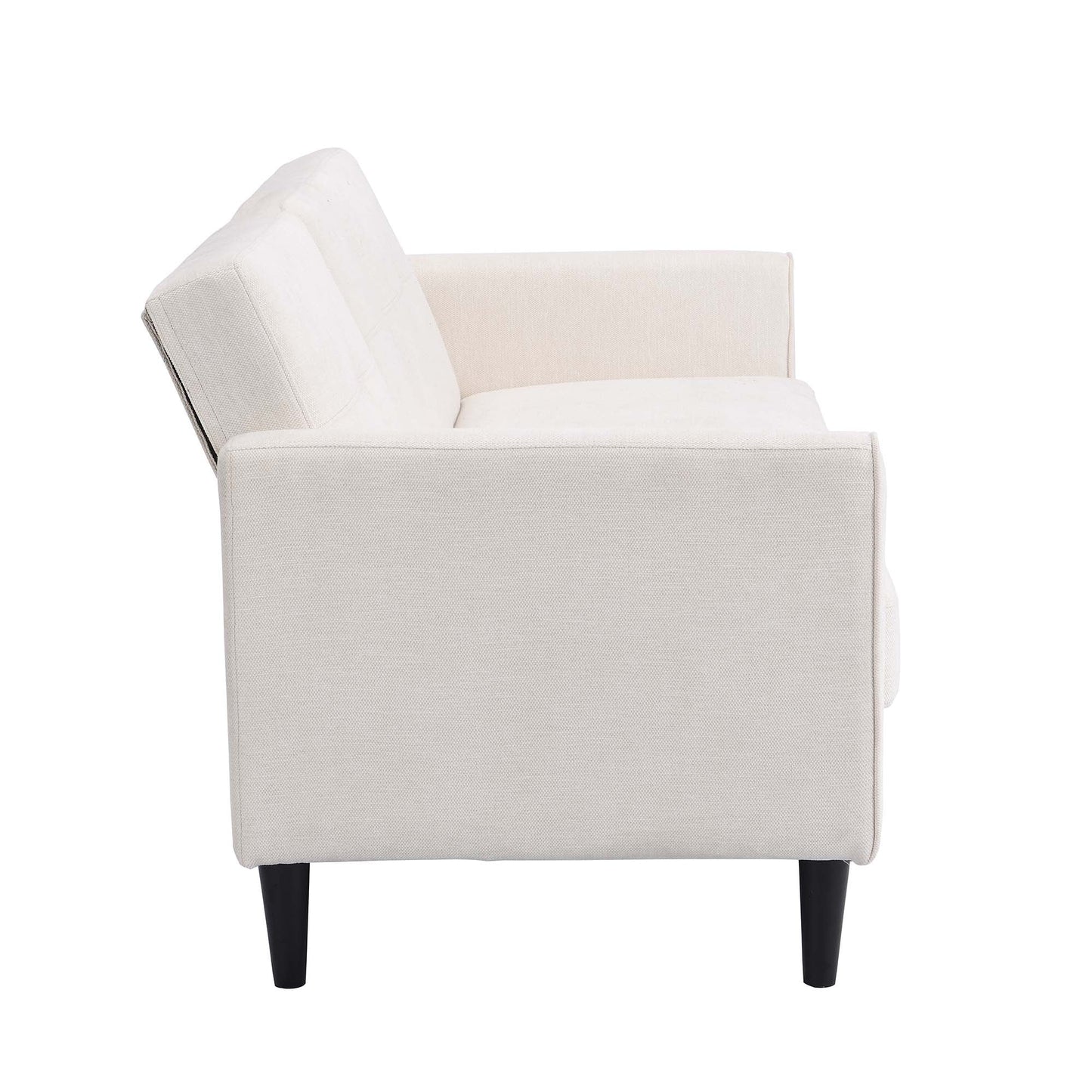 Canapé-lit 3 places avec rangement en tissu tissé beige Latimer