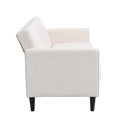 Canapé-lit 3 places avec rangement en tissu tissé beige Latimer