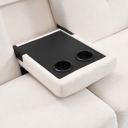 Canapé-lit 3 places avec rangement en tissu tissé beige Latimer