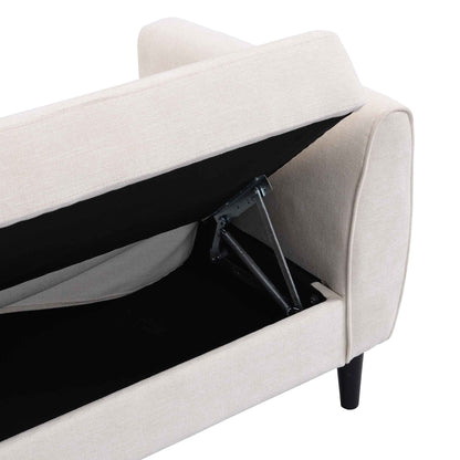 Canapé-lit 3 places avec rangement en tissu tissé beige Latimer