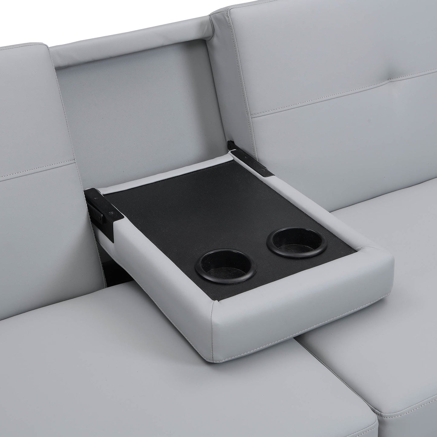 Canapé-lit 3 places avec rangement en similicuir gris Latimer