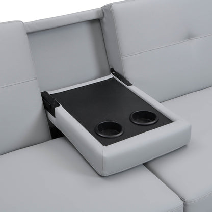 Canapé-lit 3 places avec rangement en similicuir gris Latimer