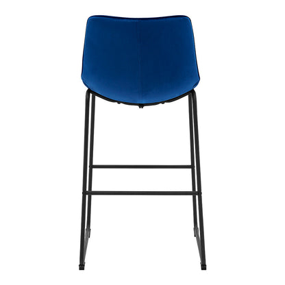 Ensemble de 2 tabourets de bar Sutton avec dossier cannelé (velours bleu)