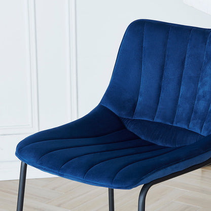 Ensemble de 2 tabourets de bar Sutton avec dossier cannelé (velours bleu)