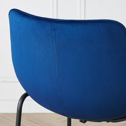 Ensemble de 2 tabourets de bar Sutton avec dossier cannelé (velours bleu)