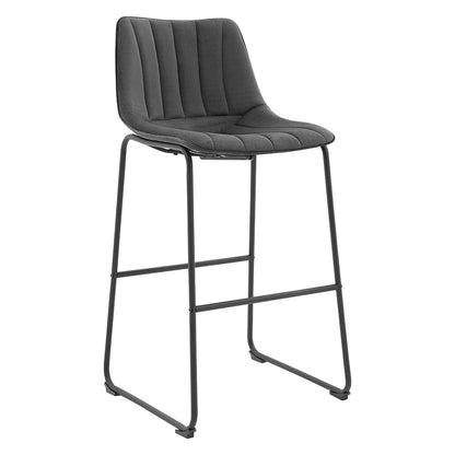 Ensemble de 2 tabourets de bar Sutton avec dossier cannelé (velours gris)