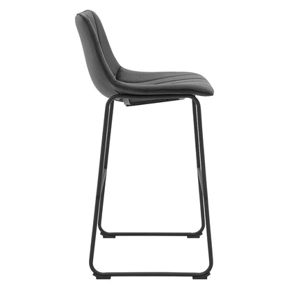 Ensemble de 2 tabourets de bar Sutton avec dossier cannelé (velours gris)