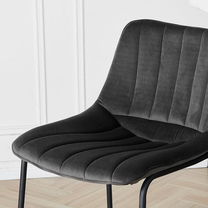 Ensemble de 2 tabourets de bar Sutton avec dossier cannelé (velours gris)