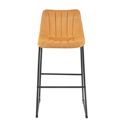 Ensemble de 2 tabourets de bar Sutton avec dossier cannelé (velours moutarde)