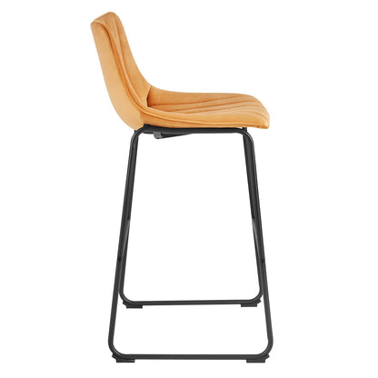 Ensemble de 2 tabourets de bar Sutton avec dossier cannelé (velours moutarde)