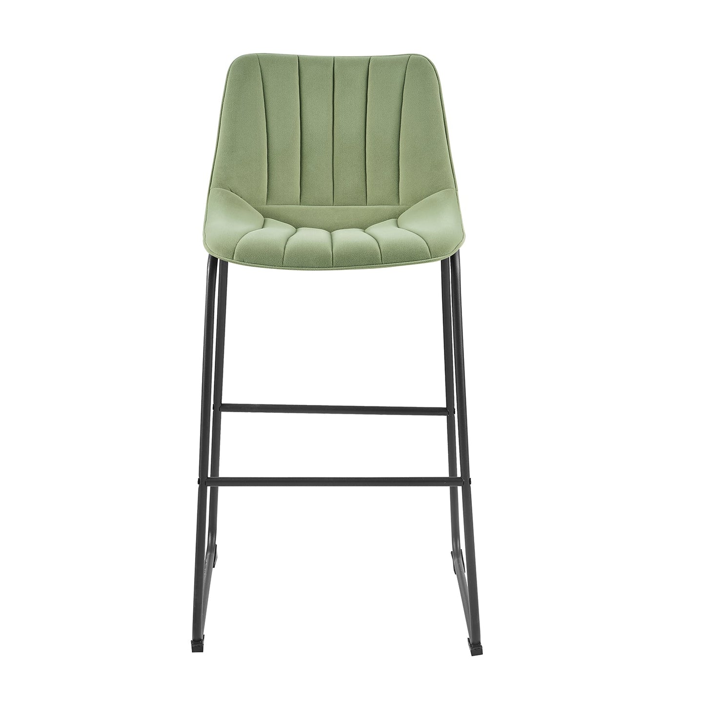 Ensemble de 2 tabourets de bar Sutton avec dossier cannelé (velours vert sauge)