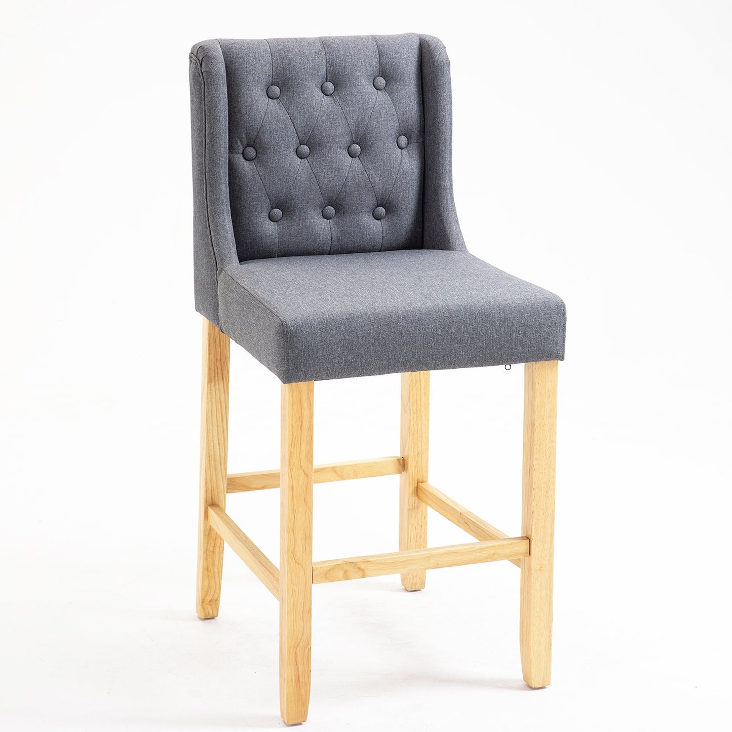 Ensemble de 2 tabourets de bar boutonnés Harbury (lin gris clair)