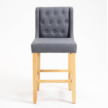 Ensemble de 2 tabourets de bar boutonnés Harbury (lin gris clair)