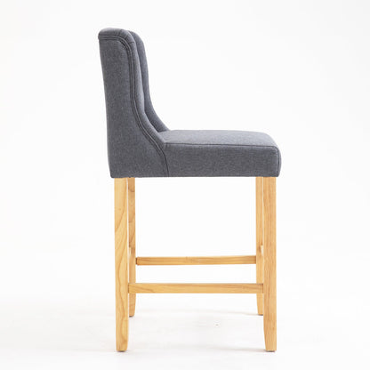 Ensemble de 2 tabourets de bar boutonnés Harbury (lin gris clair)