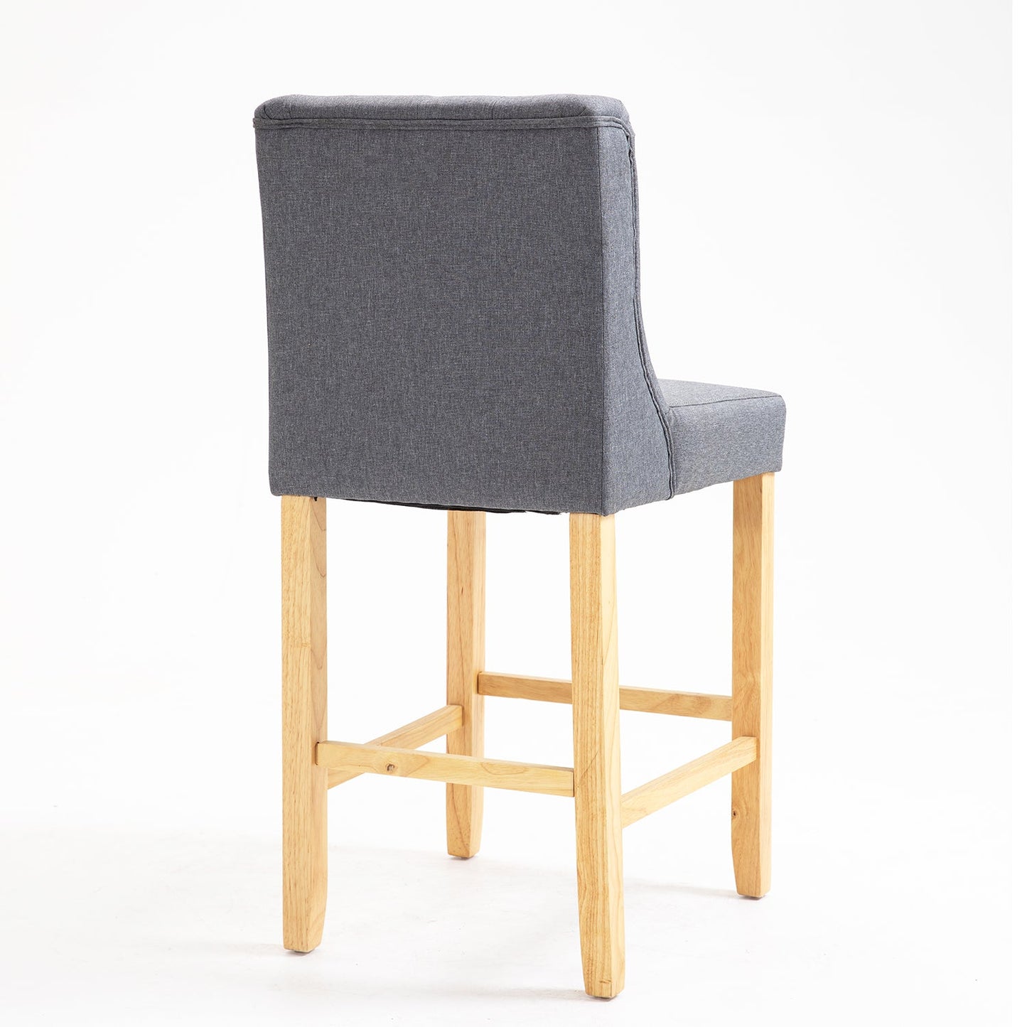 Ensemble de 2 tabourets de bar boutonnés Harbury (lin gris clair)