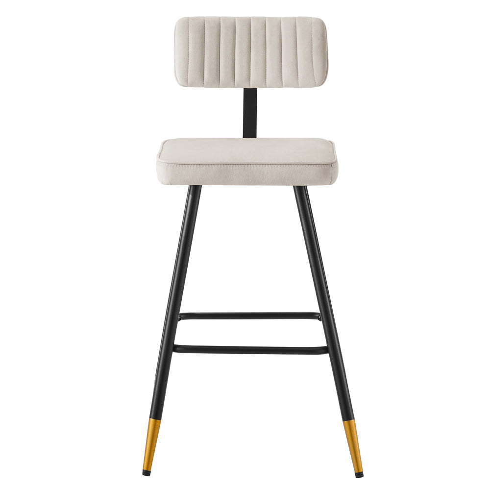 Ensemble de 2 tabourets de bar Charlecote en velours couleur champagne