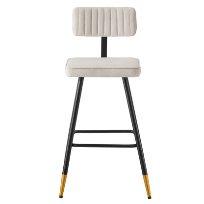 Ensemble de 2 tabourets de bar Charlecote en velours couleur champagne