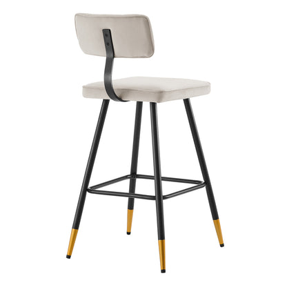 Ensemble de 2 tabourets de bar Charlecote en velours couleur champagne