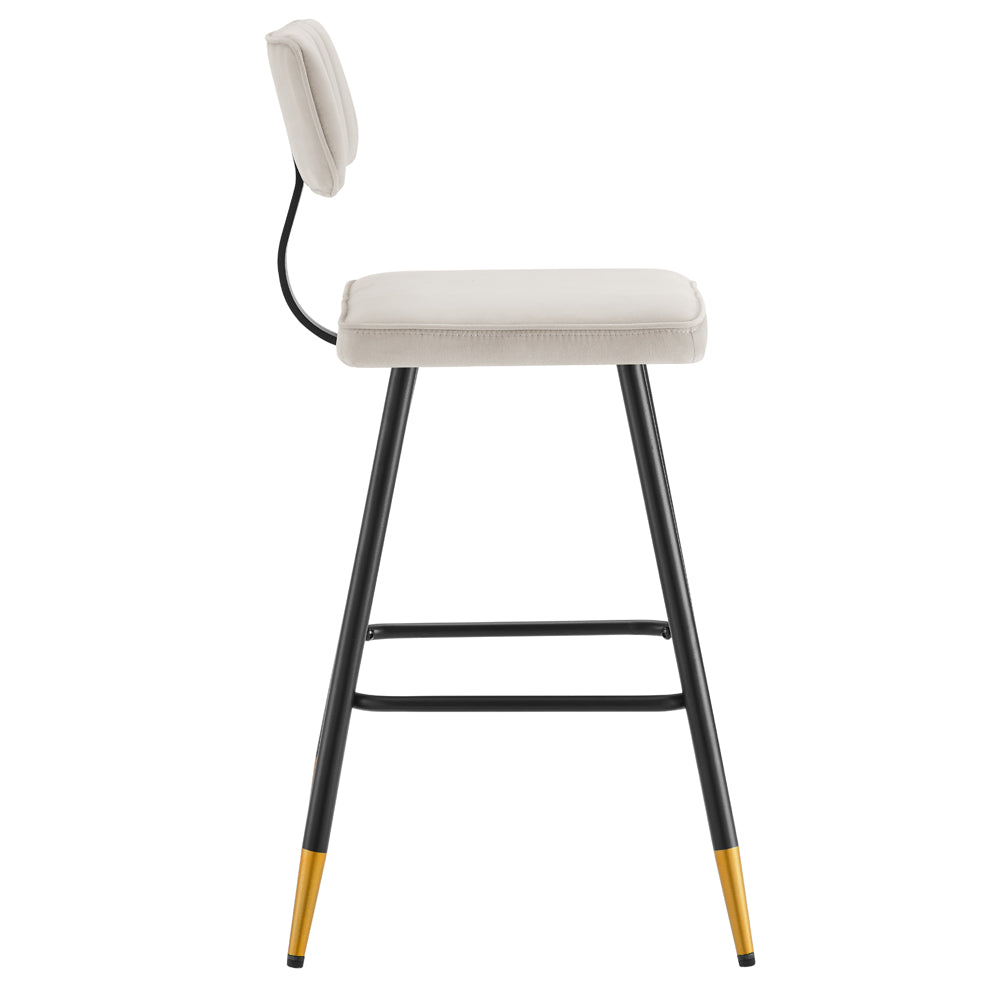 Ensemble de 2 tabourets de bar Charlecote en velours couleur champagne