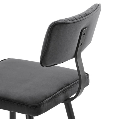 Ensemble de 2 tabourets de bar rembourrés en velours gris foncé Charlecote