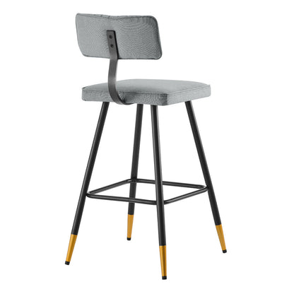 Ensemble de 2 tabourets de bar rembourrés en tissu gris clair Charlecote