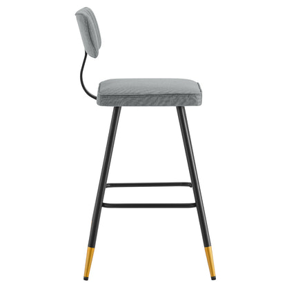 Ensemble de 2 tabourets de bar rembourrés en tissu gris clair Charlecote