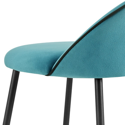 Lot de 2 tabourets de bar rembourrés en velours bleu avec passepoil contrasté Barton