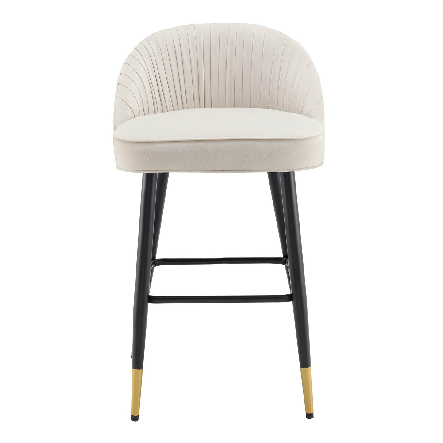 Lot de 2 tabourets de bar rembourrés en velours beige champagne plissé Miyae