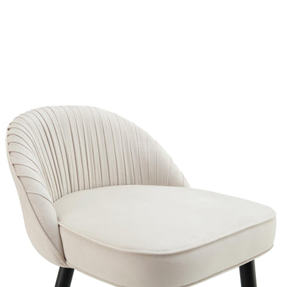 Lot de 2 tabourets de bar rembourrés en velours beige champagne plissé Miyae