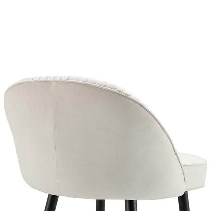 Lot de 2 tabourets de bar rembourrés en velours beige champagne plissé Miyae