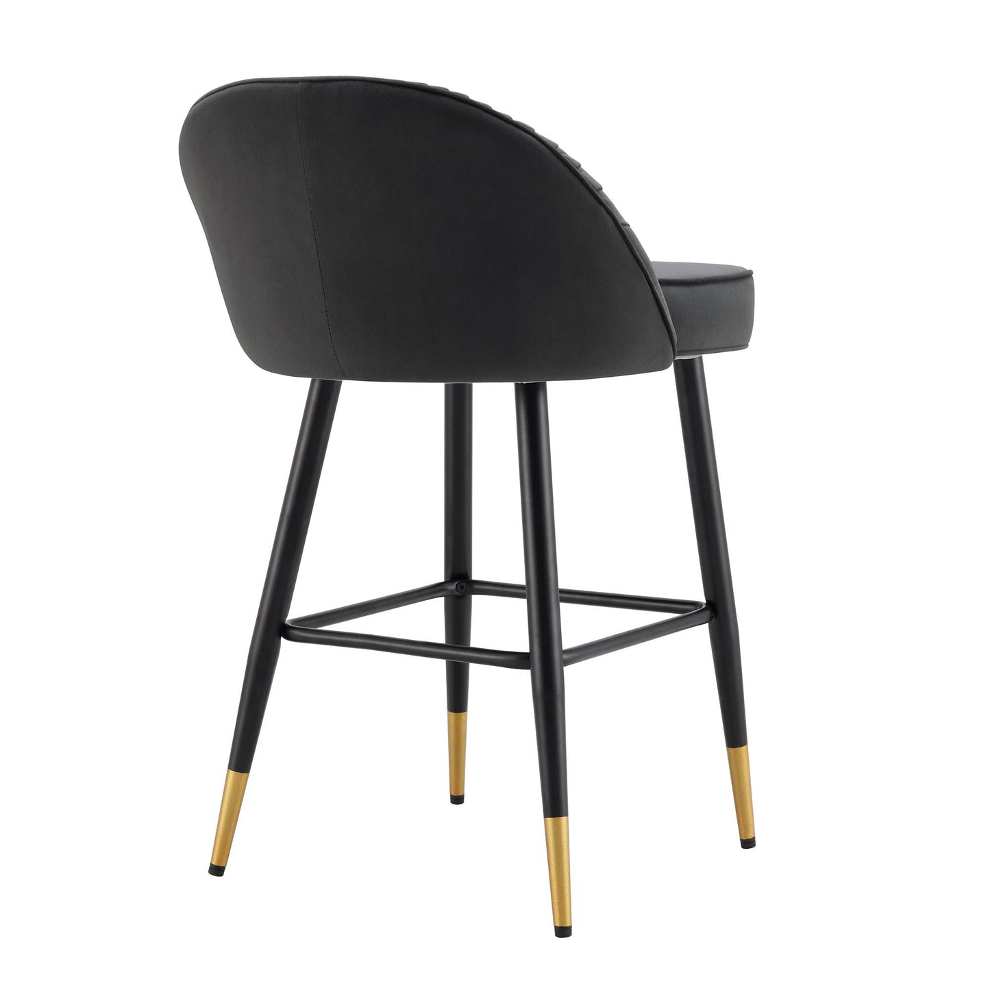 Ensemble de 2 tabourets de bar rembourrés en velours anthracite plissé Miyae