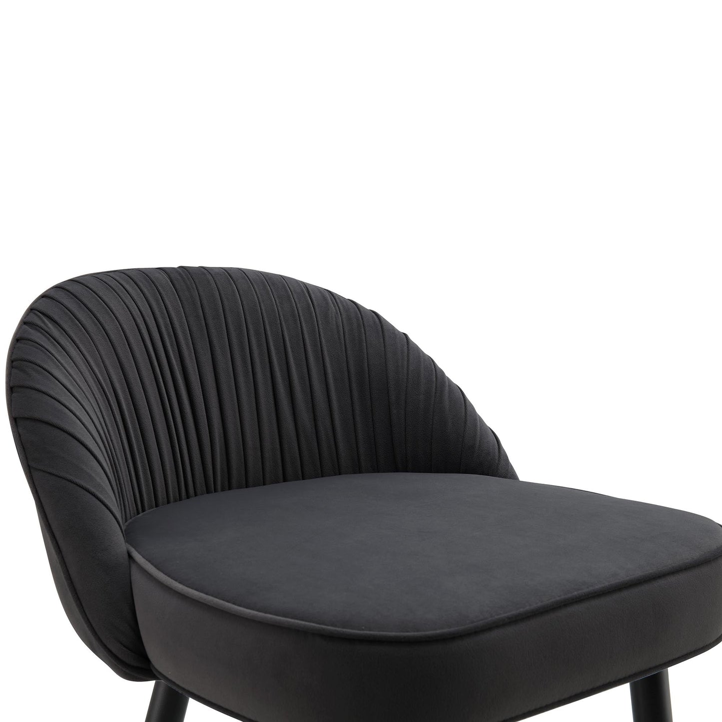 Ensemble de 2 tabourets de bar rembourrés en velours anthracite plissé Miyae