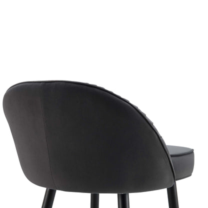 Ensemble de 2 tabourets de bar rembourrés en velours anthracite plissé Miyae
