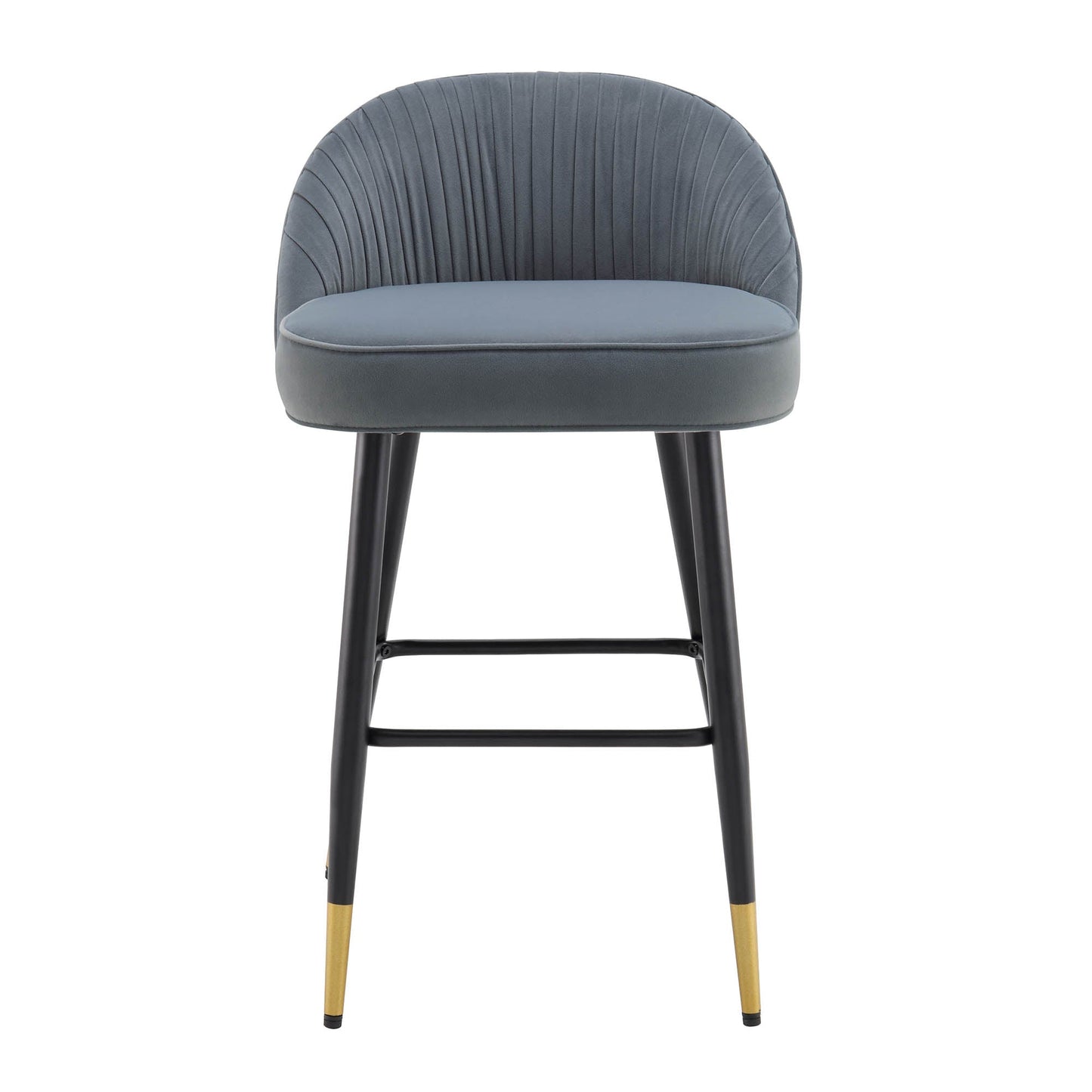 Lot de 2 tabourets de bar rembourrés en velours gris clair plissé Miyae