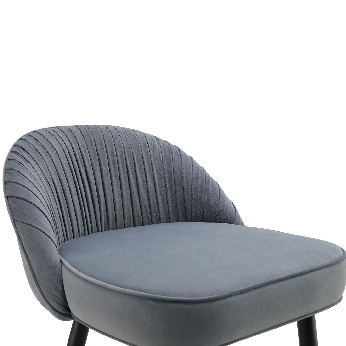 Lot de 2 tabourets de bar rembourrés en velours gris clair plissé Miyae