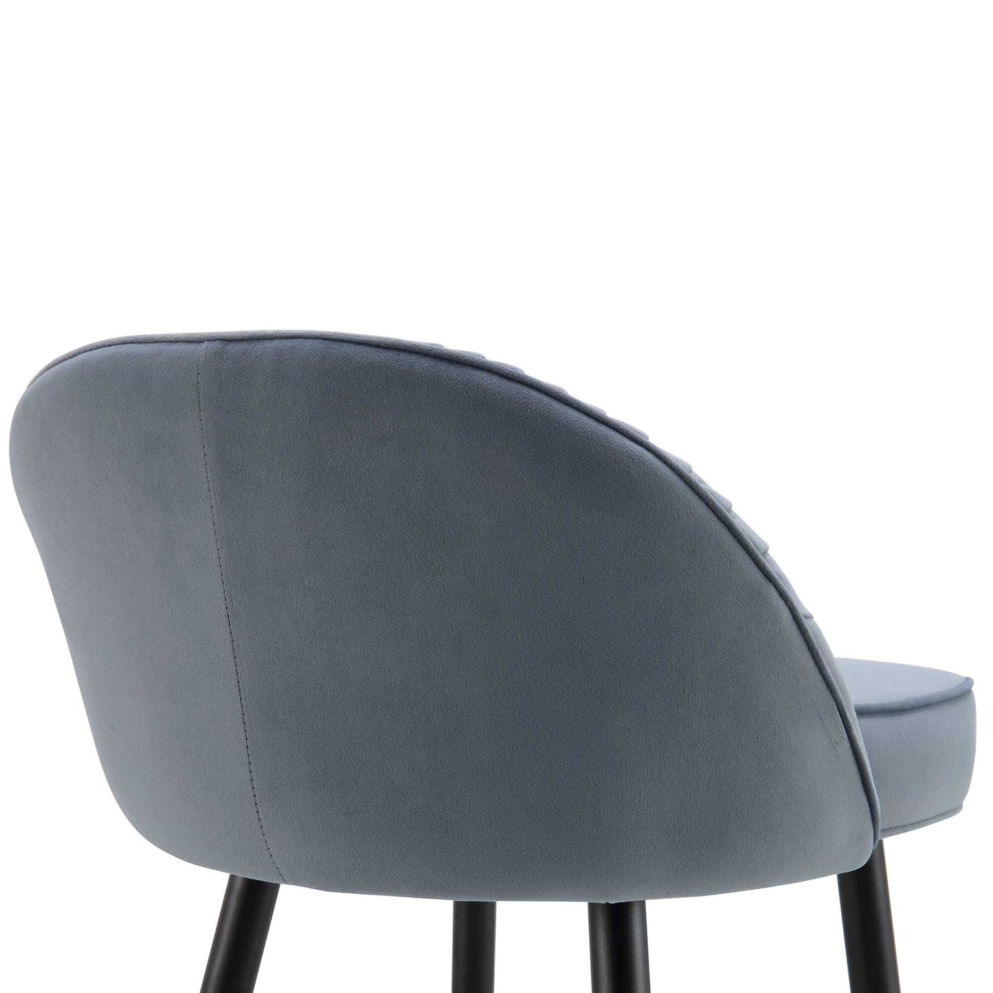 Lot de 2 tabourets de bar rembourrés en velours gris clair plissé Miyae