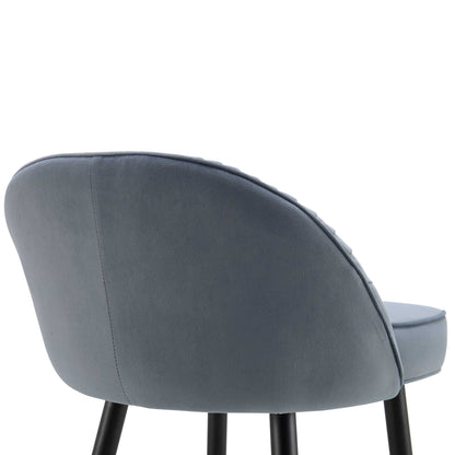 Lot de 2 tabourets de bar rembourrés en velours gris clair plissé Miyae