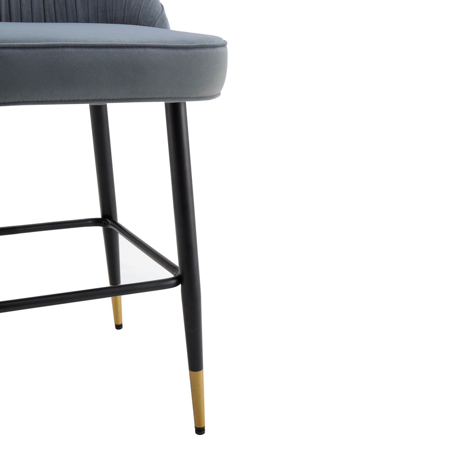 Lot de 2 tabourets de bar rembourrés en velours gris clair plissé Miyae